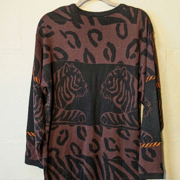 Vintage Cedars Tiger wool blend sweater pull over animal Medium - Picture 2 of 6